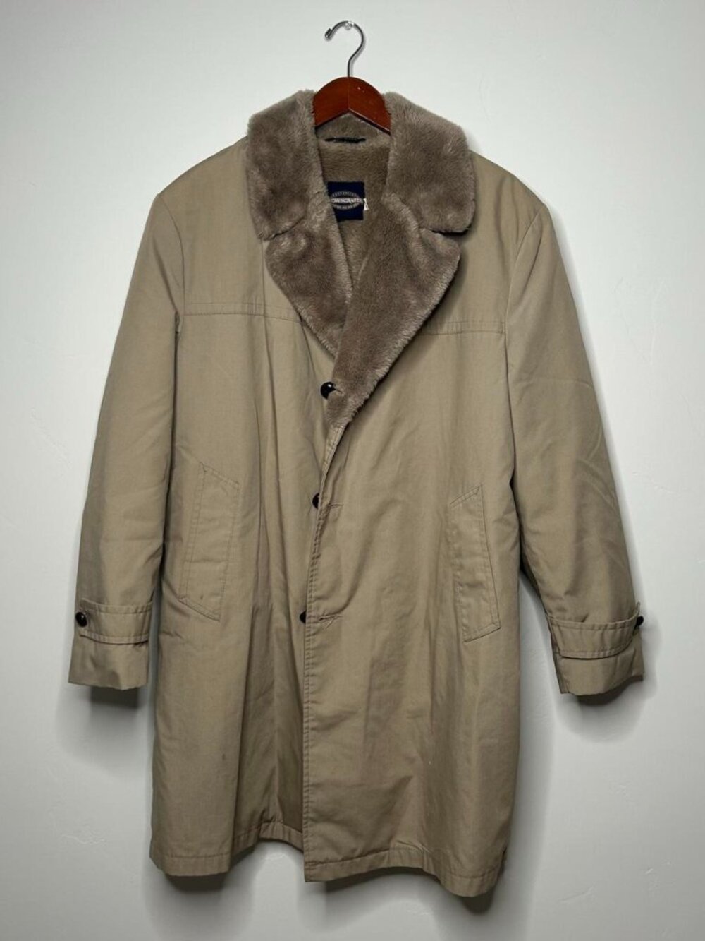 90s Faux Fur Collar Tan Coat size 44